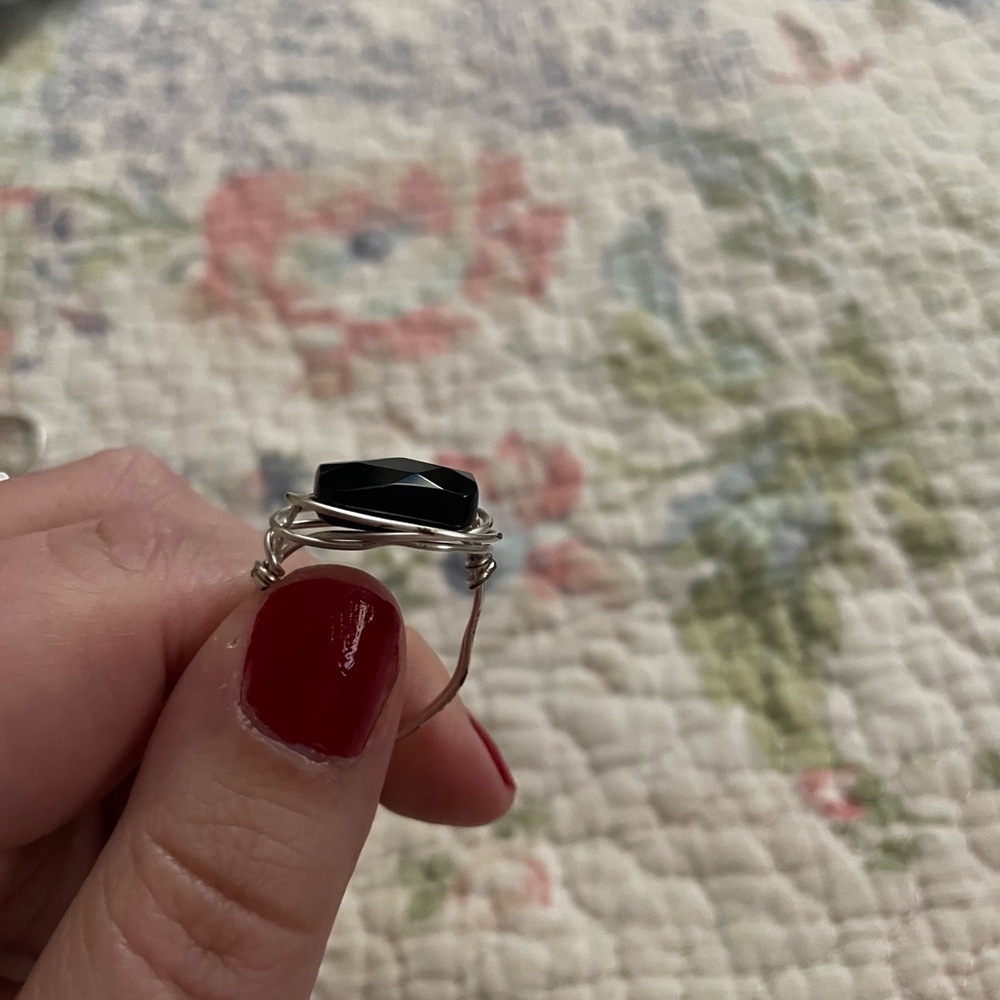 Elegant Black Stone Silver Ring